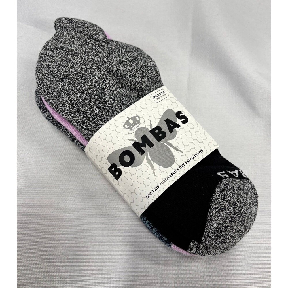 Bombas 3-pk Ankle Socks Size Medium Black Gray Purple NEW
